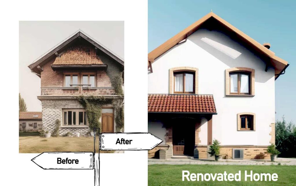 home renovation before and after kerala